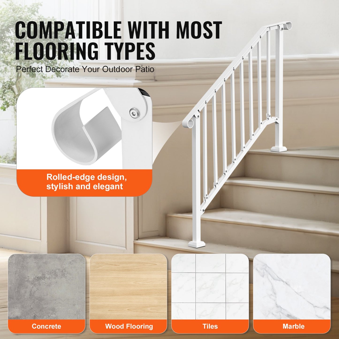 AI62 Decor Outdoor Stair Handrails – 3-4 Step Kit