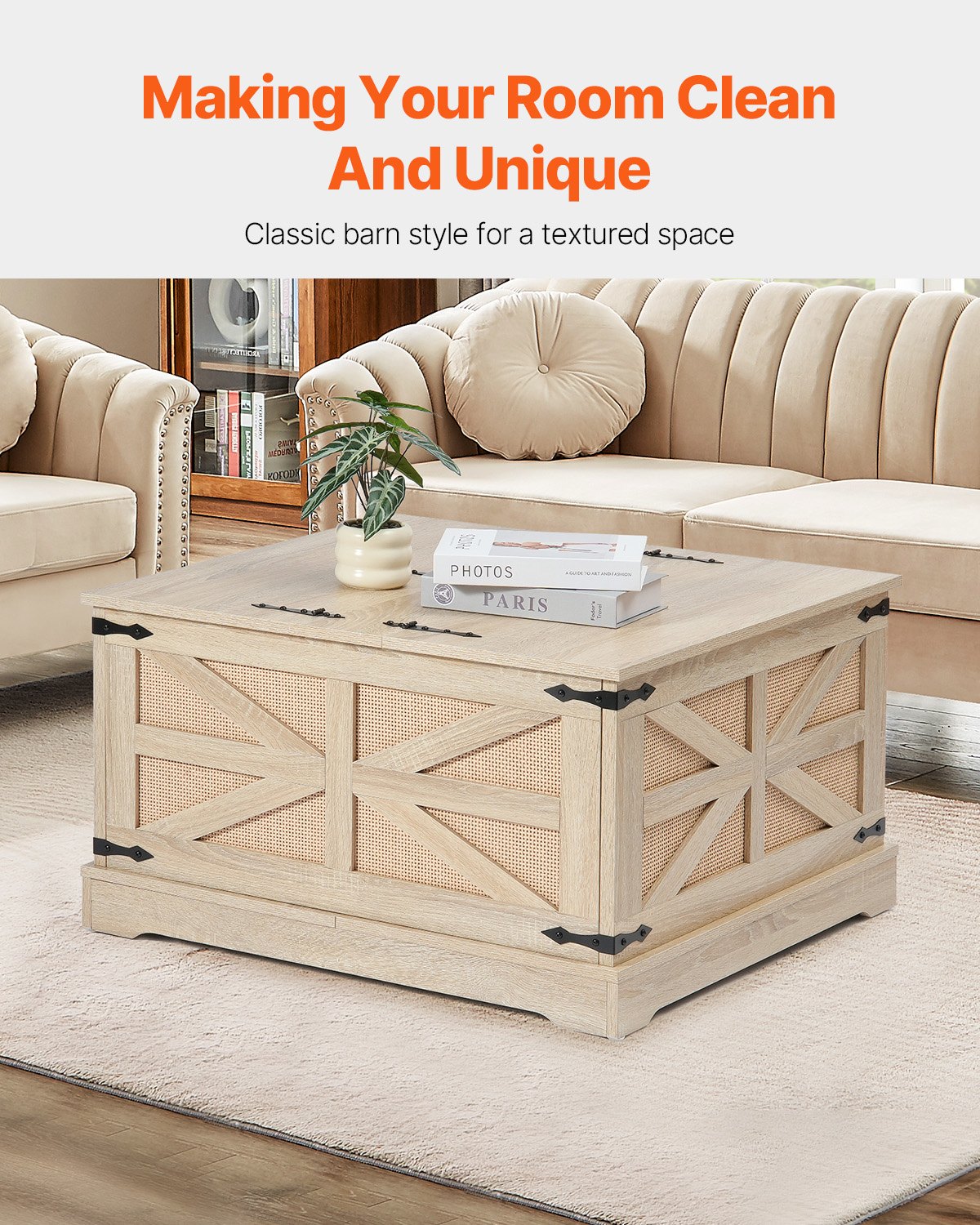 AI62 Decor Rattan Rectangle Coffee Table with Storage – 32