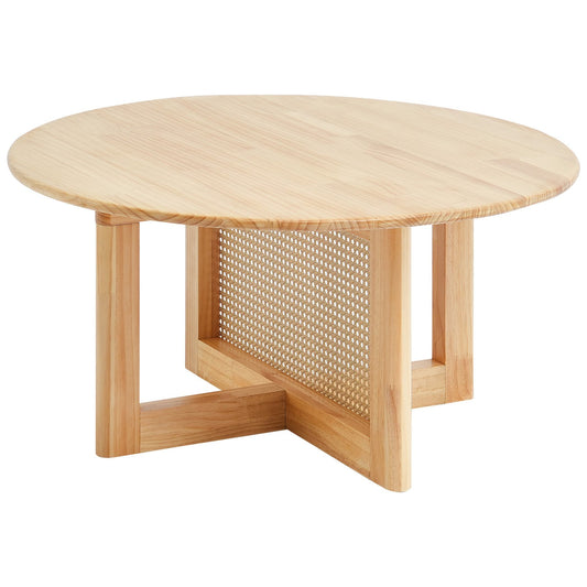 AI62 Decor Modern Boho Woven Rattan Coffee Table for Living Room