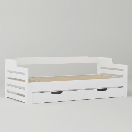 AI62 Decor Single Daybed with Pull-Out Trundle & Storage Drawer – 90 x 190 cm