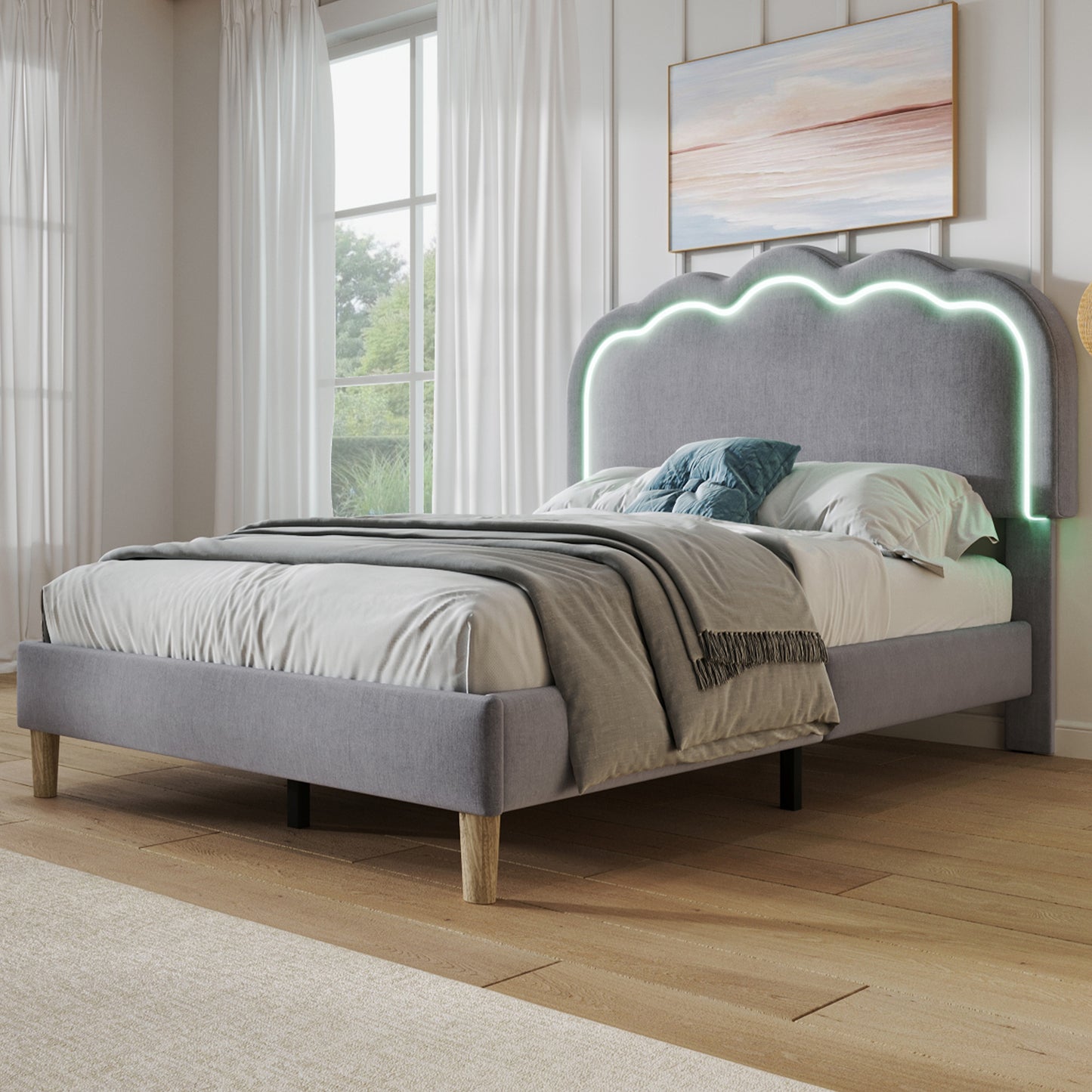 AI62 Decor Single Bed Frame with LED & Slats – 3FT 90x190cm