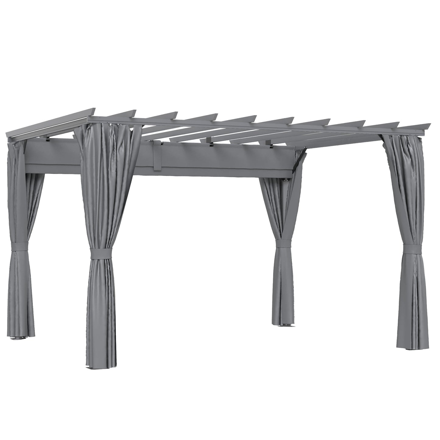 AI62 Decor 3.6x3m Pergola with Adjustable Roof & Privacy Curtains