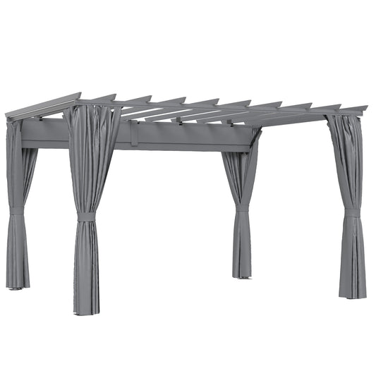 AI62 Decor 3.6x3m Pergola with Adjustable Roof & Privacy Curtains