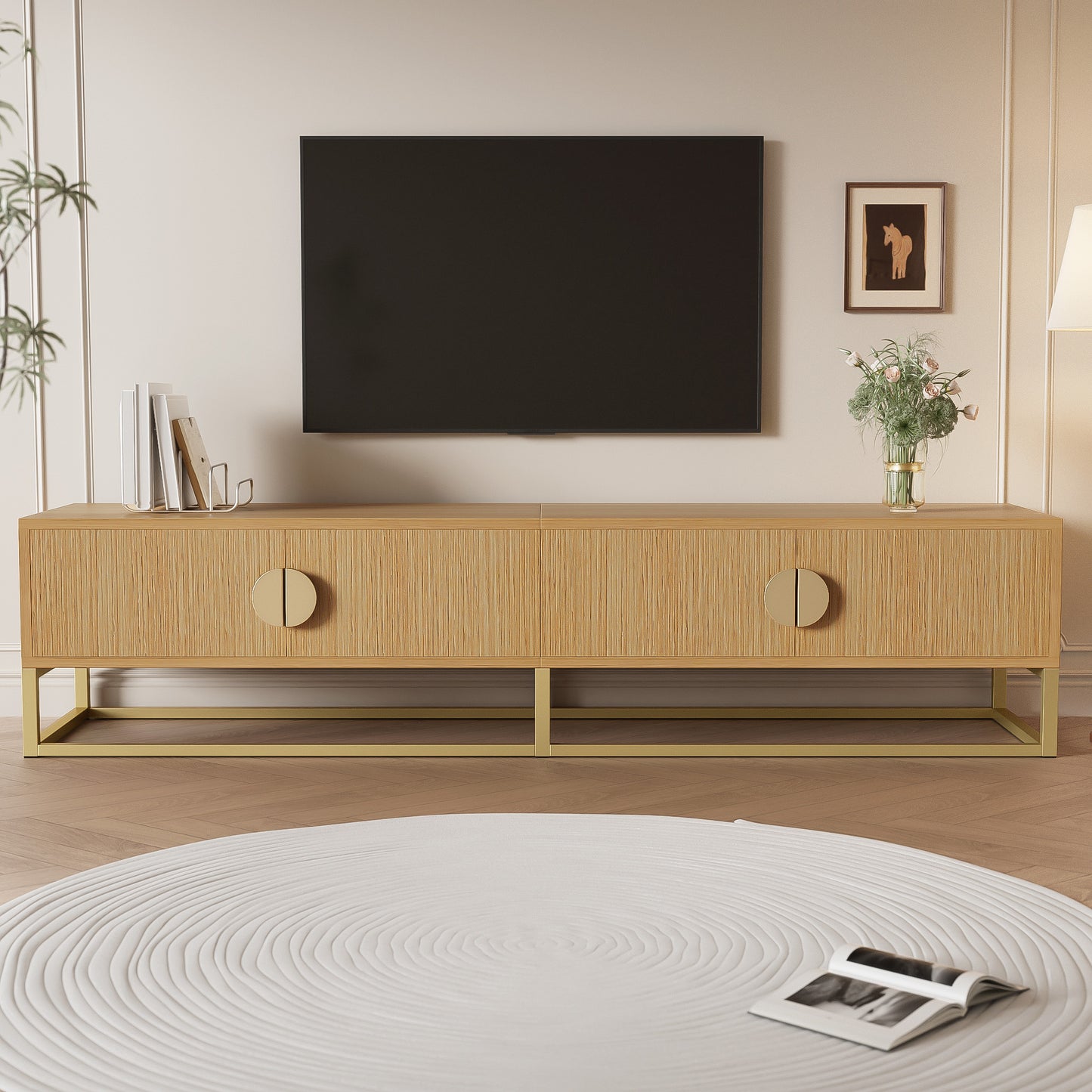 AI62 Decor 180 cm Modern Wood Grain TV Cabinet