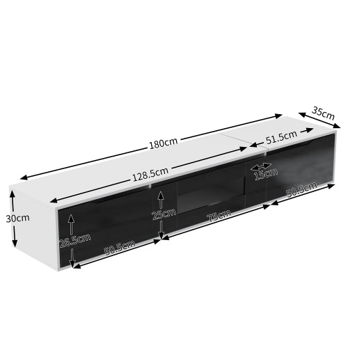 AI62 Decor High-Gloss TV Cabinet with LED Lights – White & Black