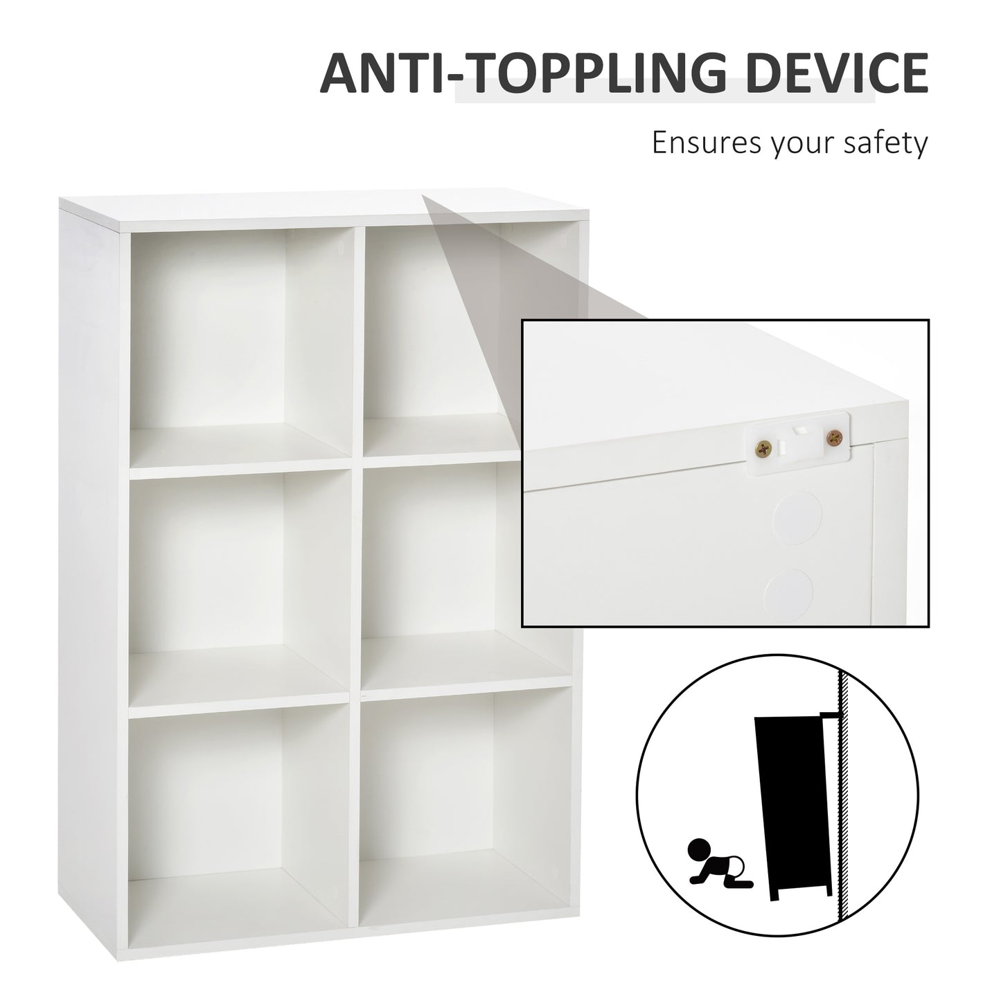 AI62 Decor Six-Cube Bookcase - White Wood Effect