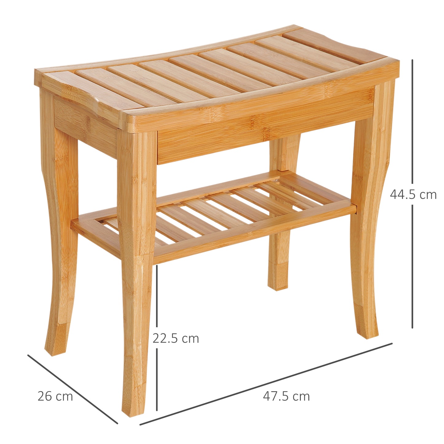AI62 Decor Slatted Shower Bench with 4 Legs - 45cm