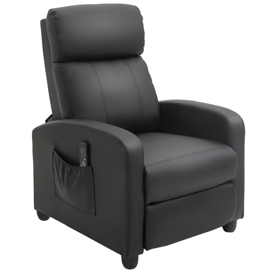 AI62 Decor Massage Recliner Armchair 150° Faux Leather Black