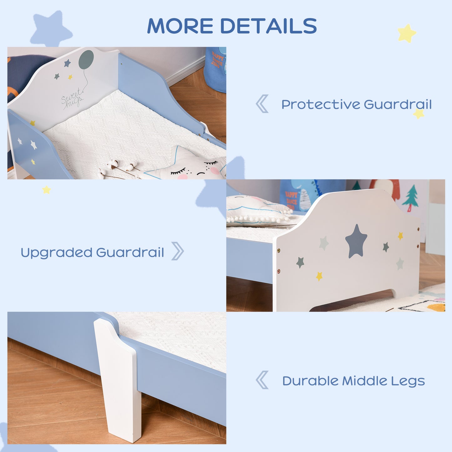 AI62 Decor Toddler Bed With Safe Guardrails