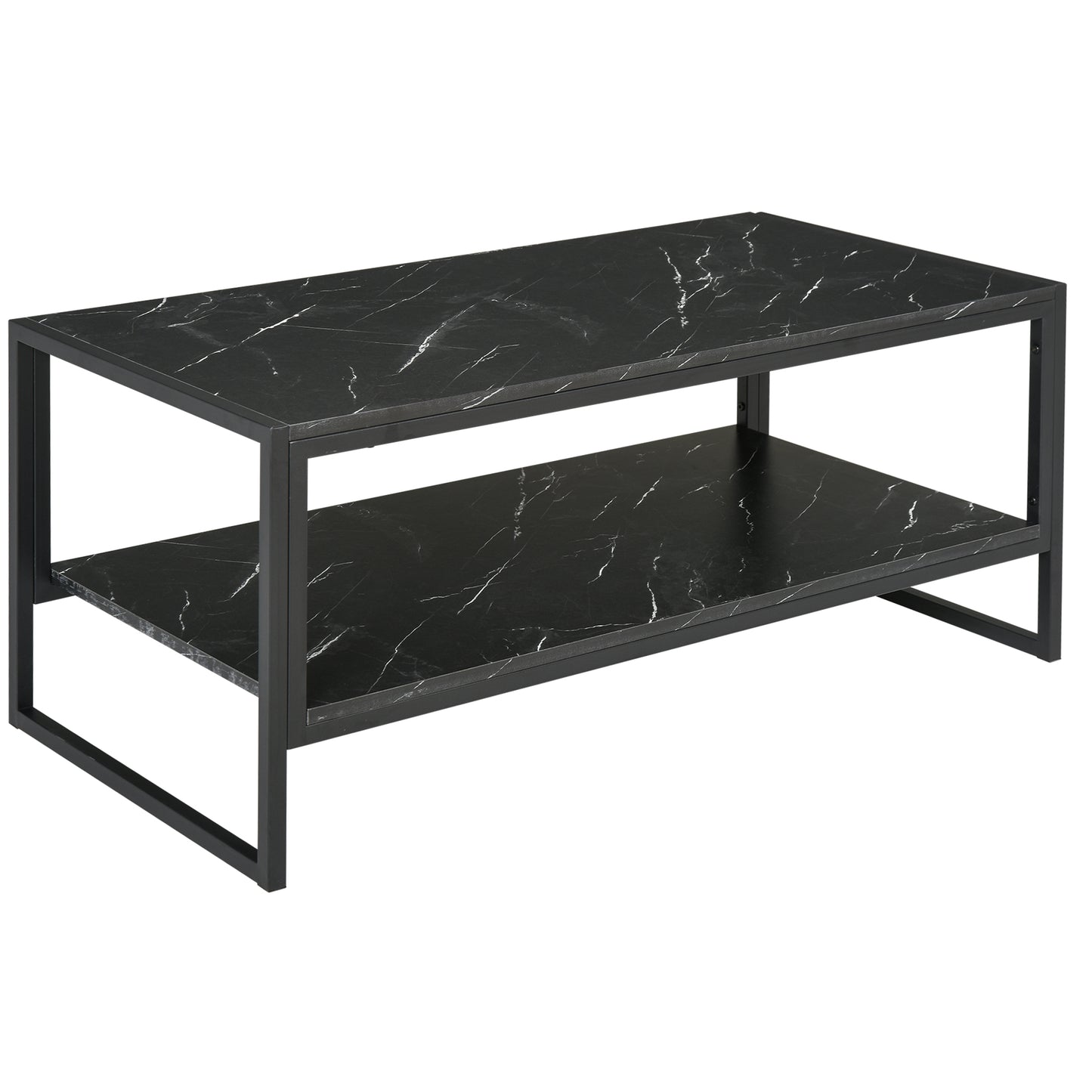 AI62 Decor Black Coffee Table with Storage Shelf