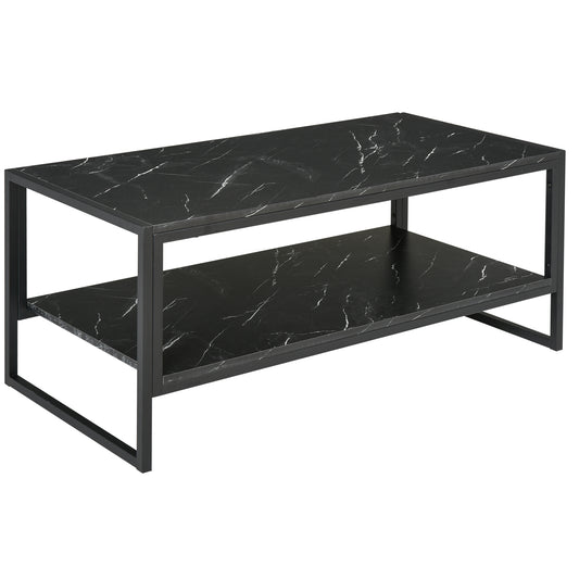 AI62 Decor Black Coffee Table with Storage Shelf