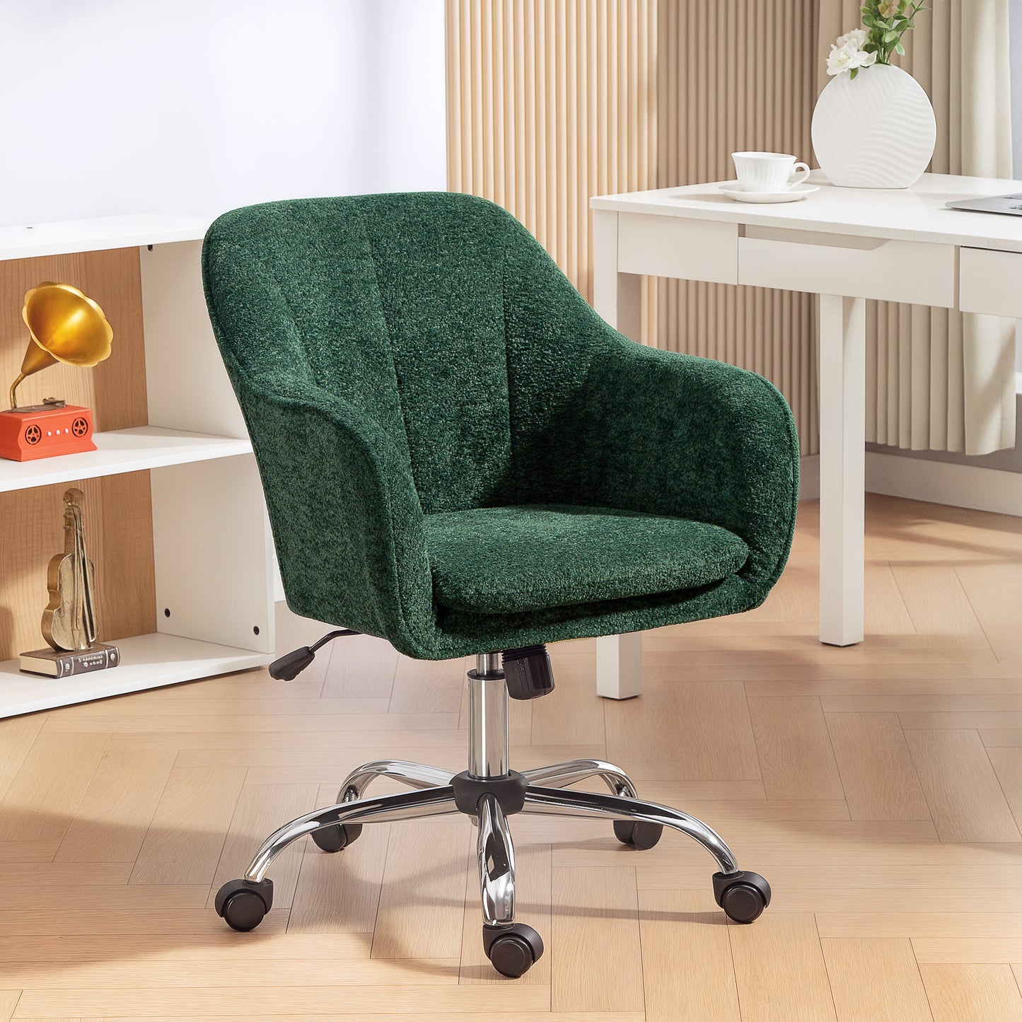 AI62 Decor  Velvet-Feel Office Chair - Dark Green