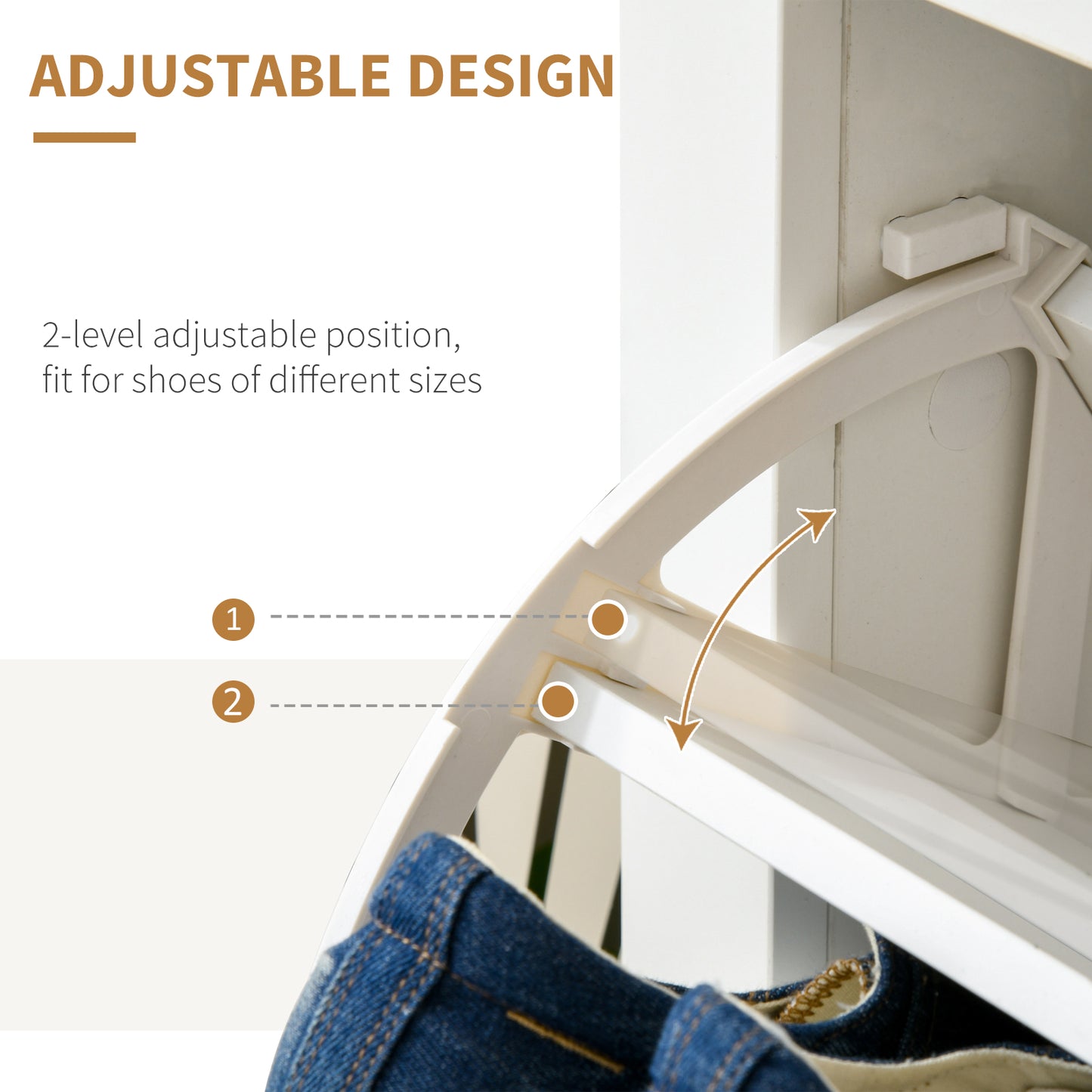 AI62 Decor Narrow Shoe Cabinet with 2 Flip Drawers & Adjustable Shelves – White