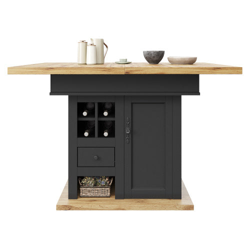 AI62 Decor Foldable Telescopic Dining Table with Wine Rack