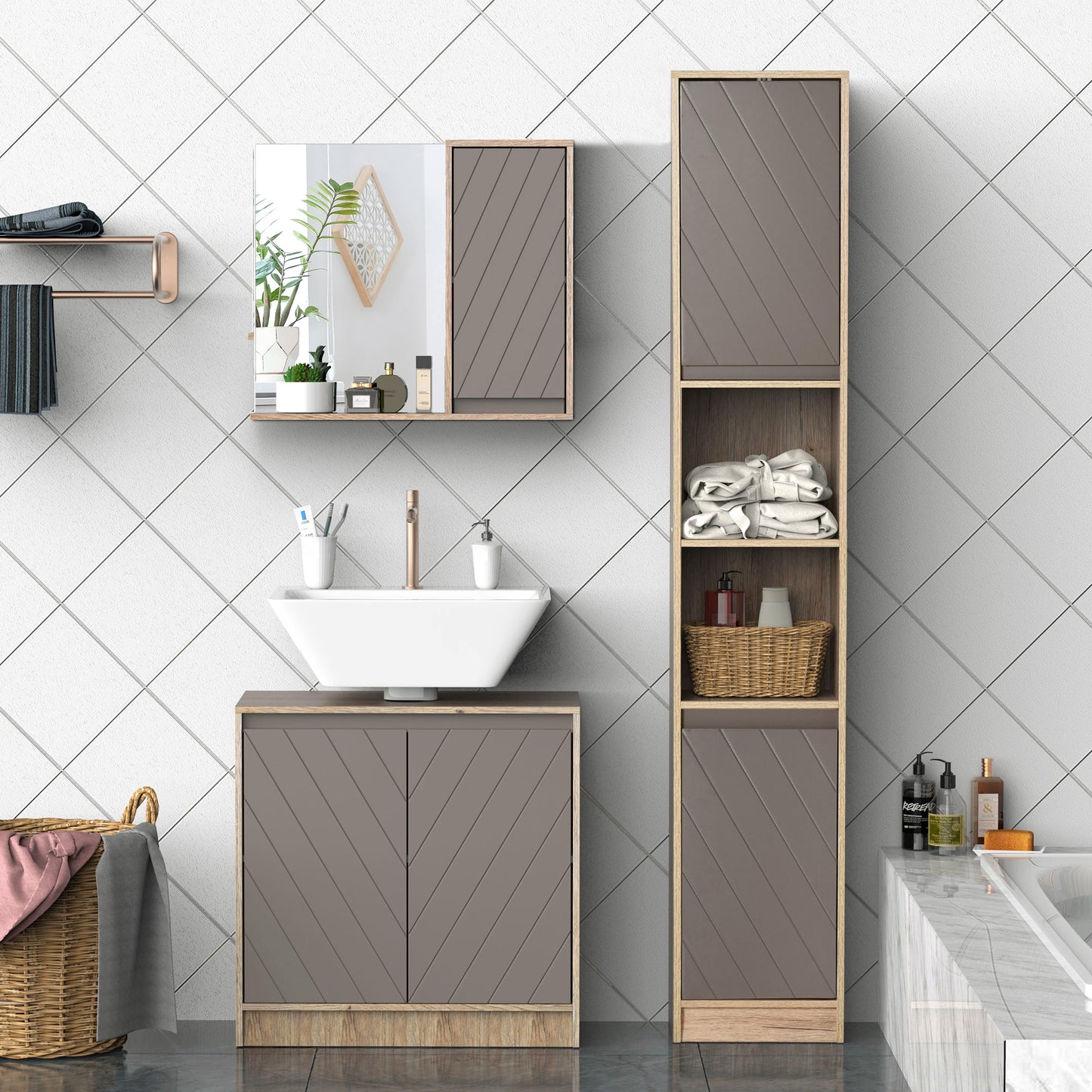 AI62 Decor Wall-Mounted Bathroom Mirror Cabinet with Adjustable Shelf
