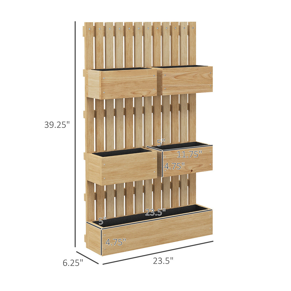 AI62 Decor 5-Box Wooden Raised Garden Bed Trellis with Drainage
