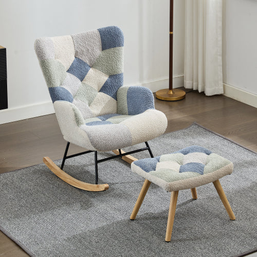 AI62 Decor Adult Rocking Chair – High Back Recliner with Solid Wood Legs
