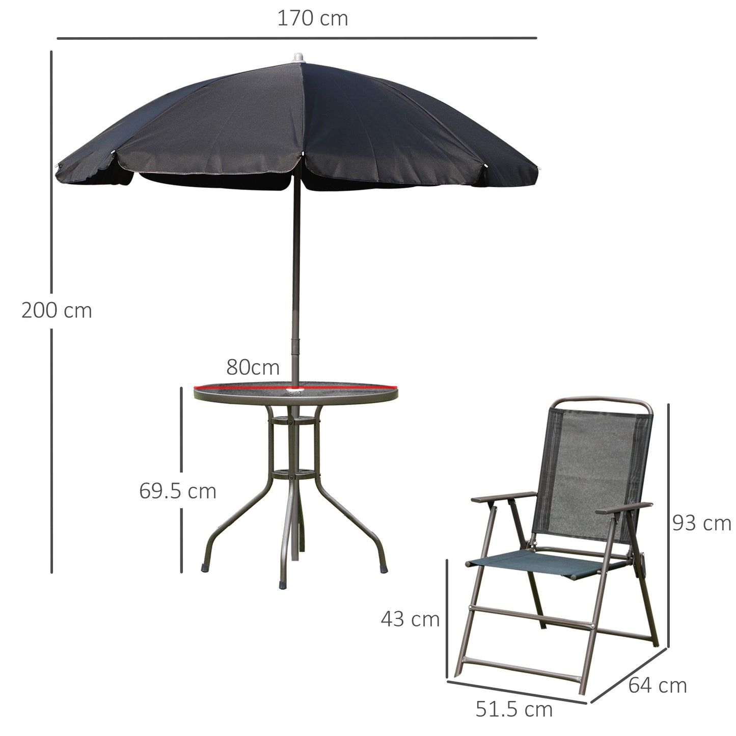 AI62 Decor 6-Piece Garden Dining Set with Parasol