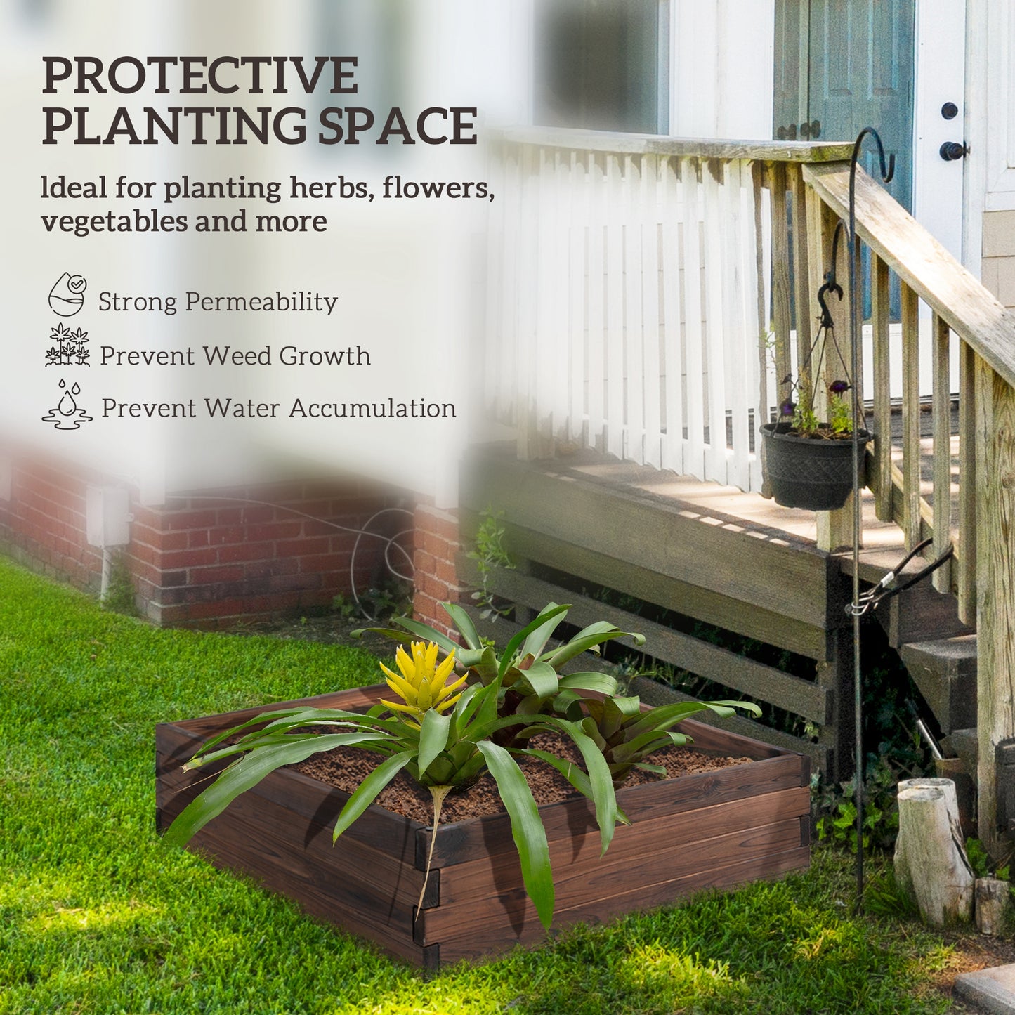 AI62 Decor Wooden 128L Raised Garden Bed Planter – 80x80x22.5 cm