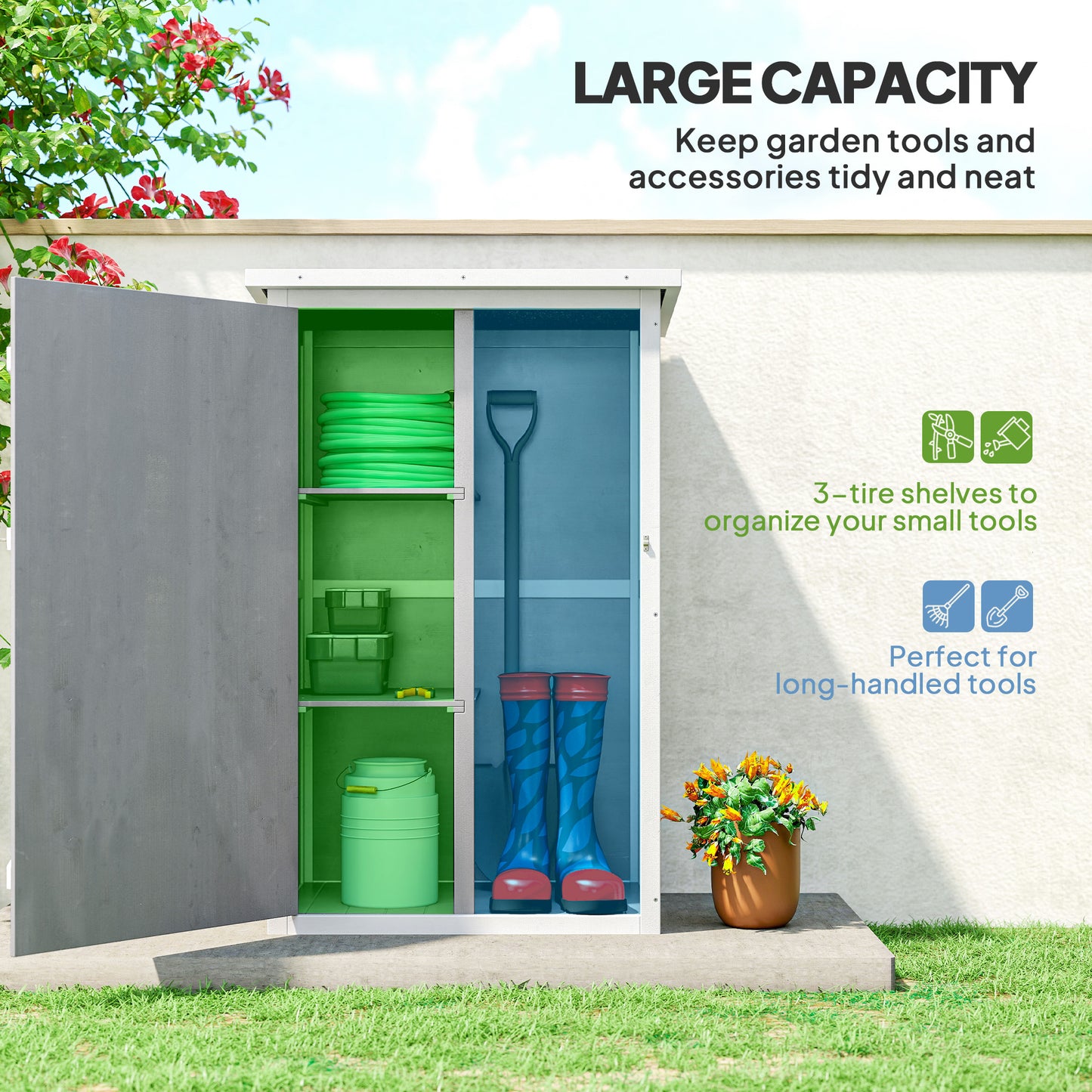 AI62 Decor Small Wooden Shed with Shelves