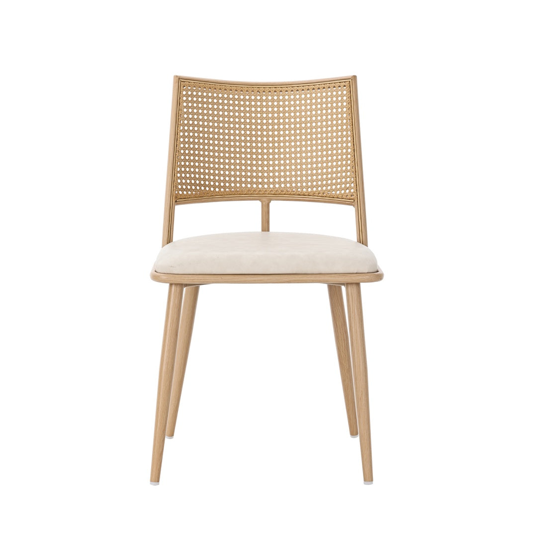 AI62 Decor  Set of 4 Bamboo Kitchen Chairs with PU Seat & Rattan Backrest – Beige