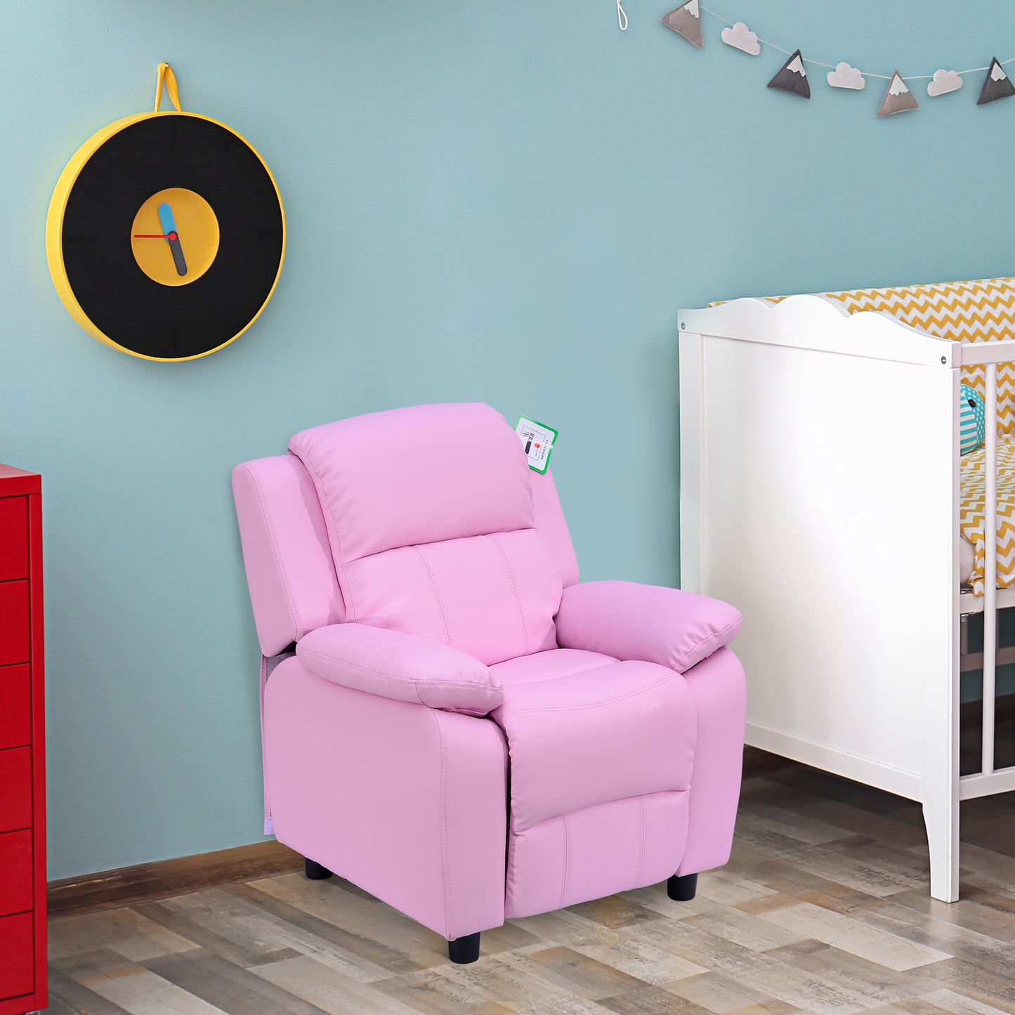AI62 Decor Kids Recliner Armchair with Storage – Pink PU Leather