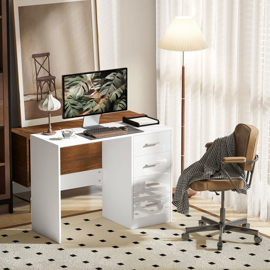 AI62 Decor High Gloss Computer Desk with Drawers, White