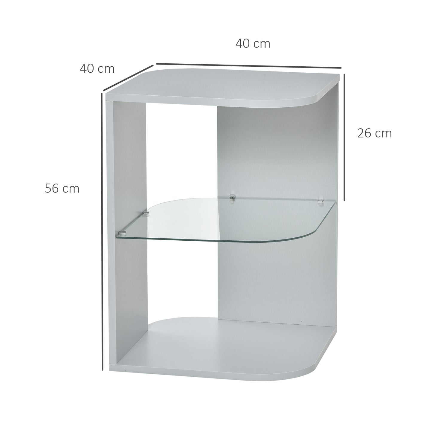 AI62 Decor Modern Nightstand with 2 Storage Shelves