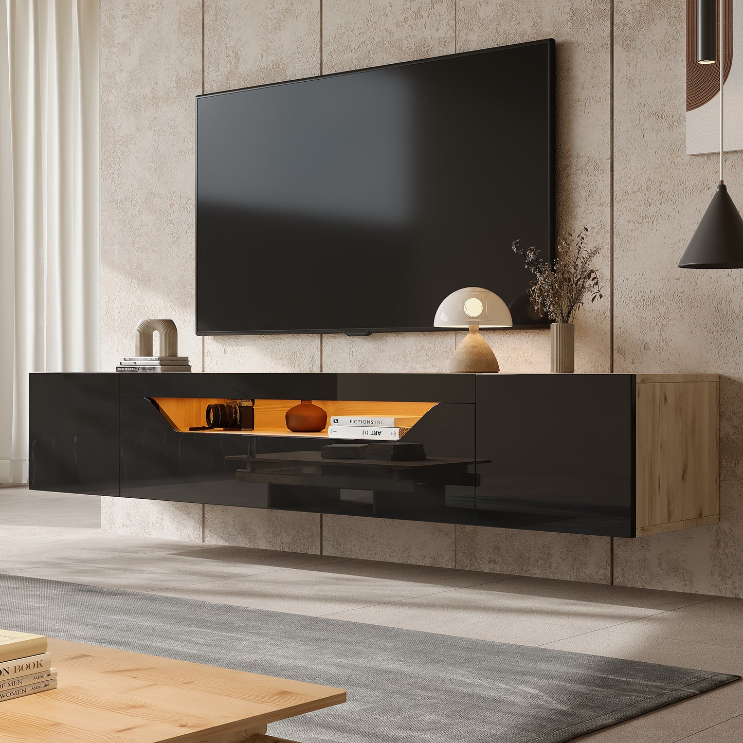 AI62 Decor Wall Mounted TV Cabinet with LED Lighting