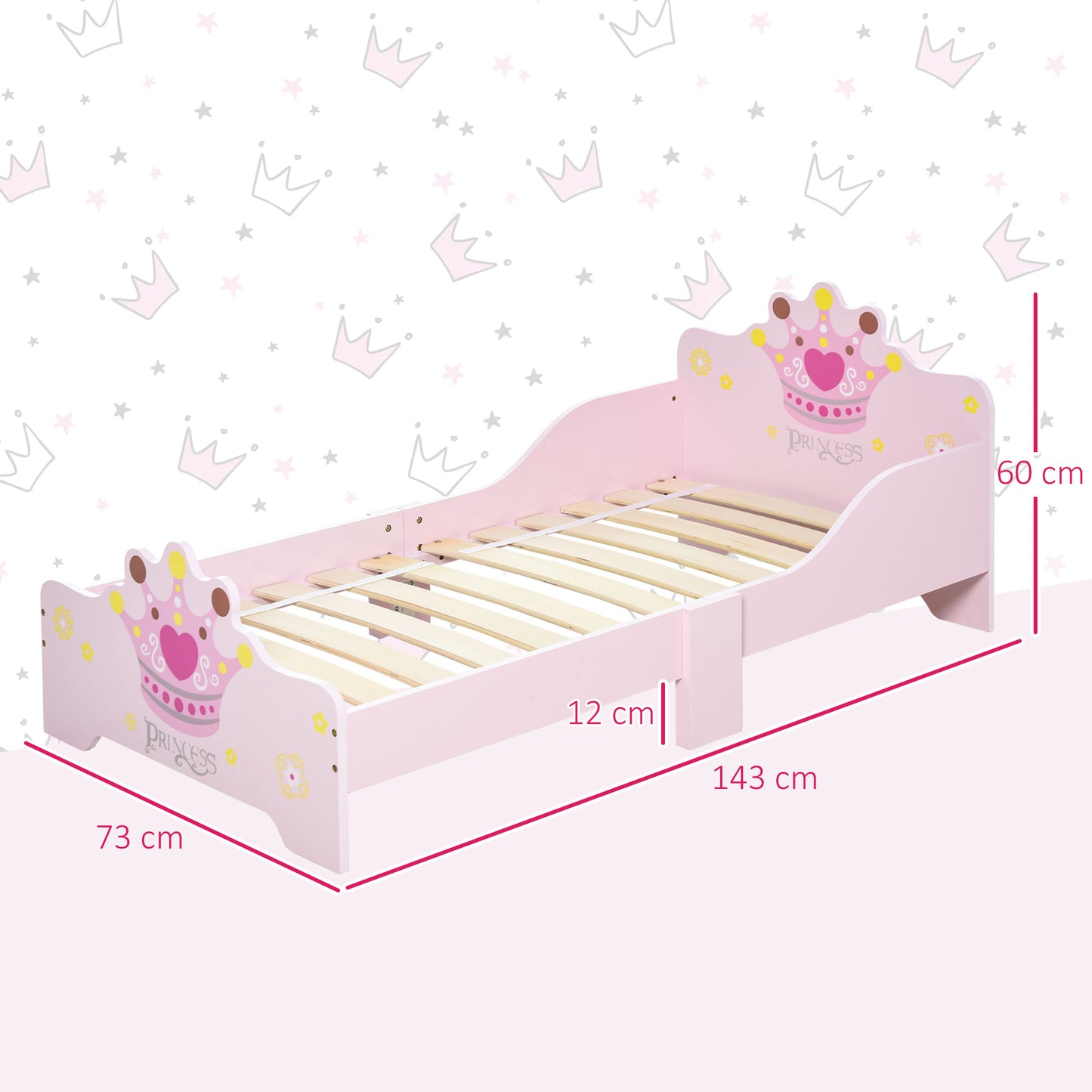 AI62 Decor Kids Princess Toddler Bed – Safety Side Rails