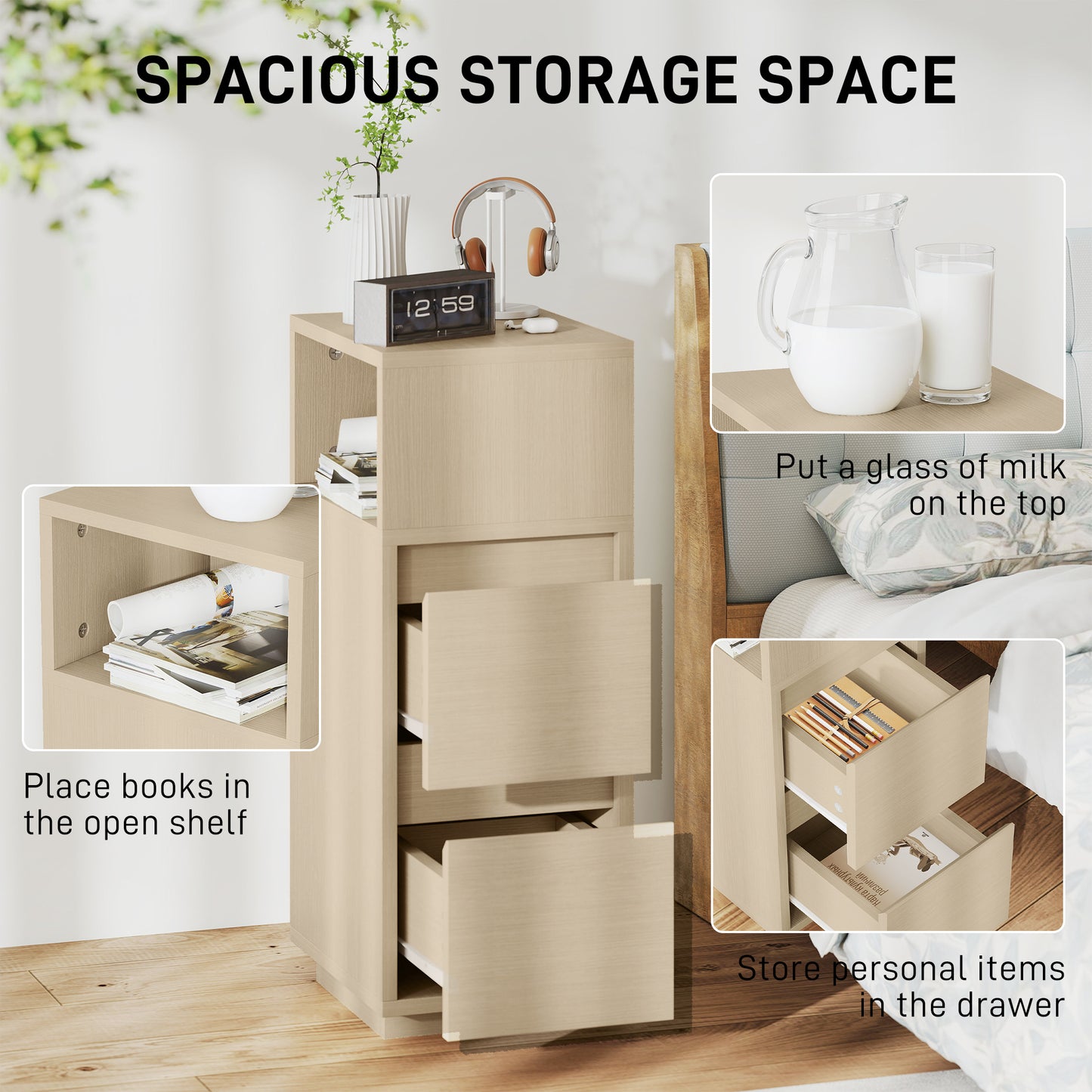 AI62 Decor Compact Bedside Cabinet with Storage