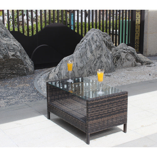 AI62 Decor Outdoor Patio Coffee Table with Tempered Glass