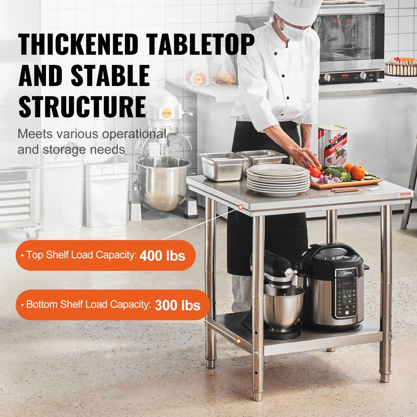AI62 Decor NSF Stainless Steel Work Table 24x30x32
