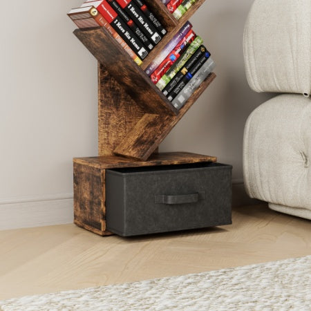 AI62 Decor 9-Tier Tree Bookshelf with Drawer for Living Room & Office