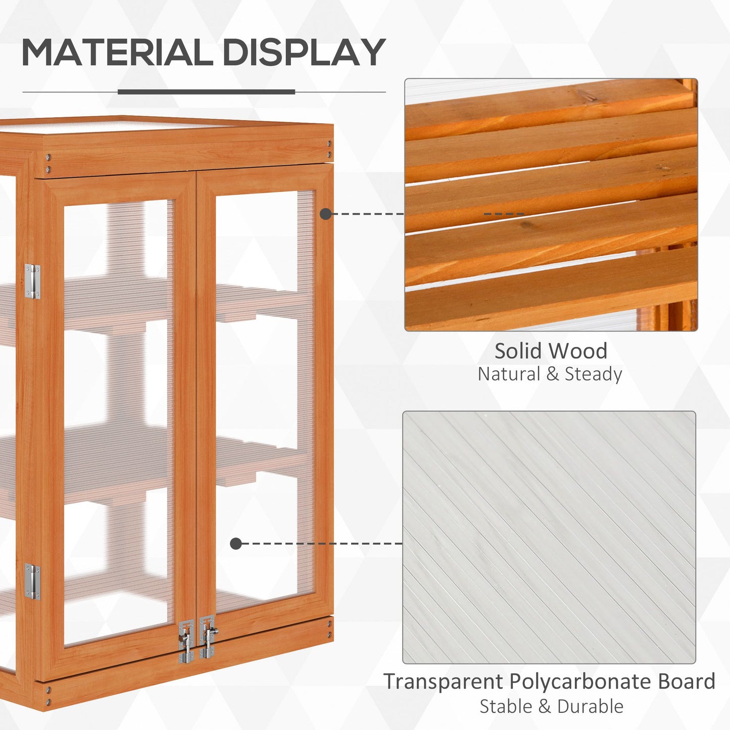 AI62 Decor 3-Tier Wood & Polycarbonate Garden Greenhouse with Storage Shelf – Orange