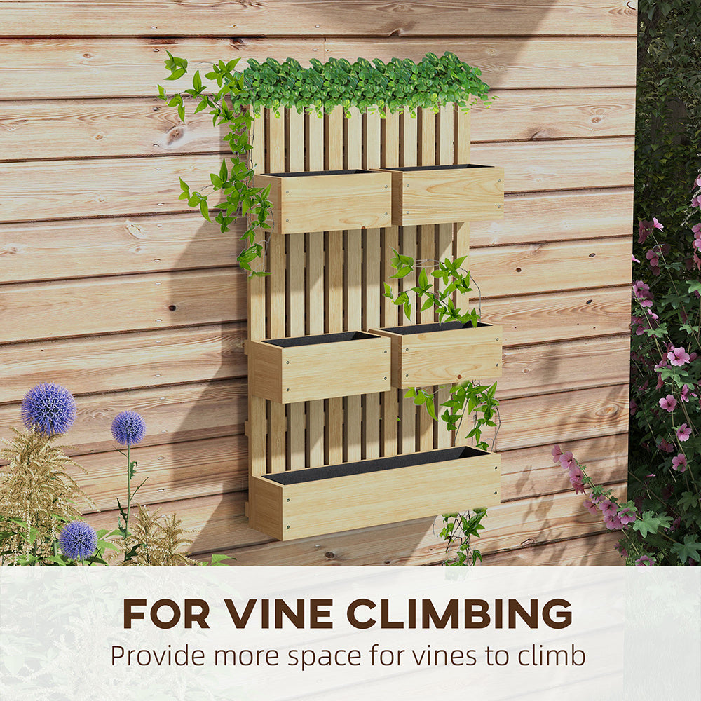 AI62 Decor 5-Box Wooden Raised Garden Bed Trellis with Drainage