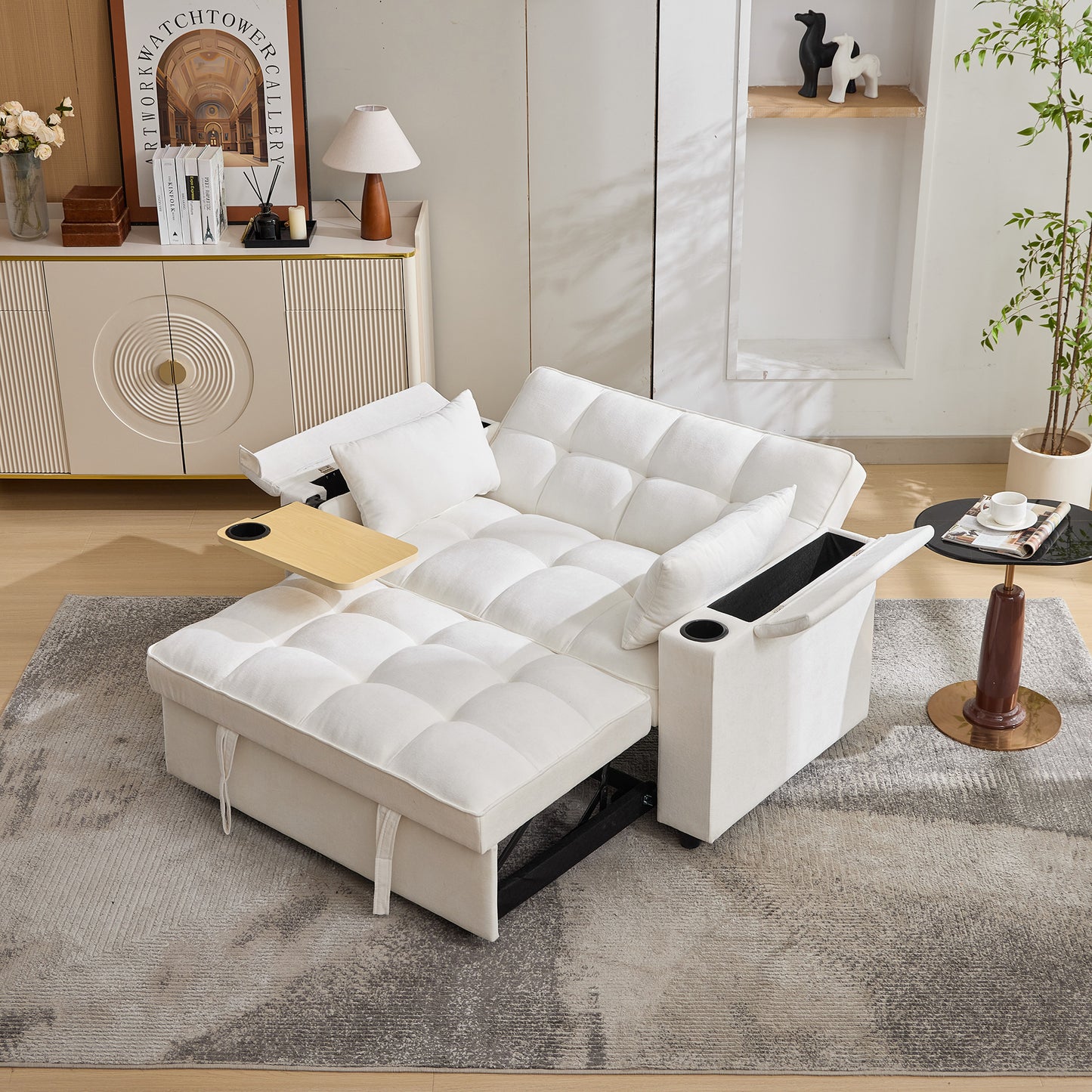 AI62 Decor Beige 2-Seater Futon Sofa