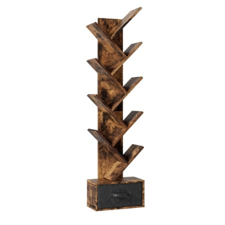 AI62 Decor 9-Tier Tree Bookshelf with Drawer for Living Room & Office