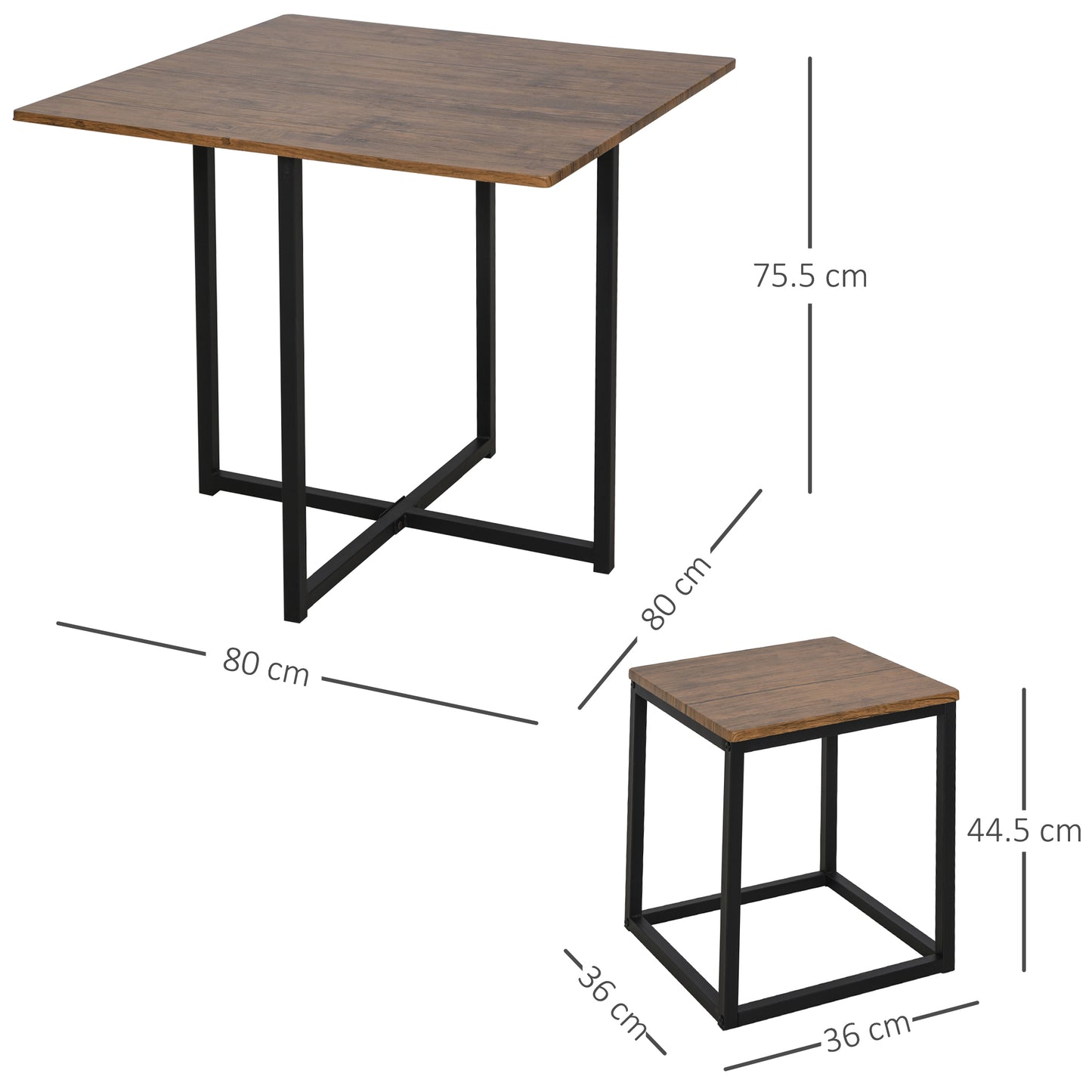 AI62 Decor 5-Piece Industrial Dining Table & Chairs Set – Brown Metal Frame