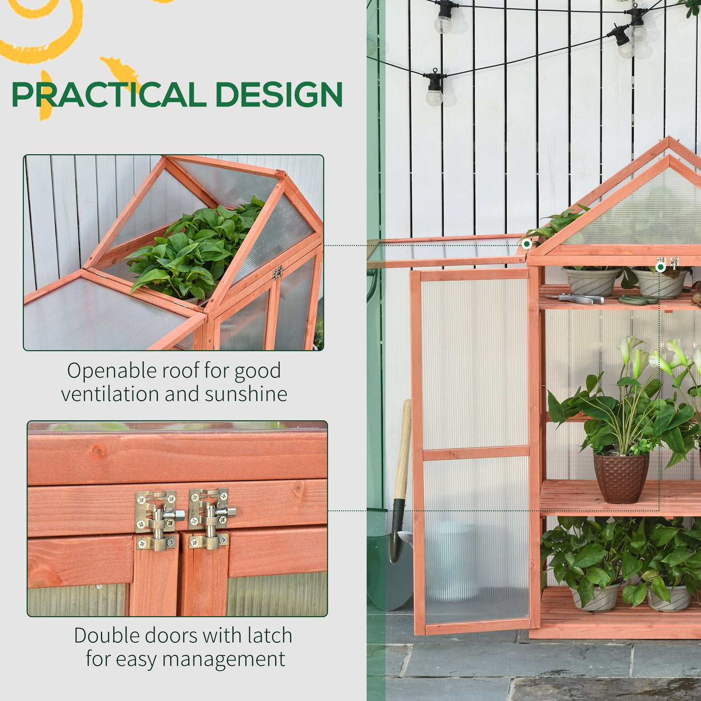 AI62 Decor Garden Cold Frame Greenhouse with Adjustable Shelves – 80x47x138 cm
