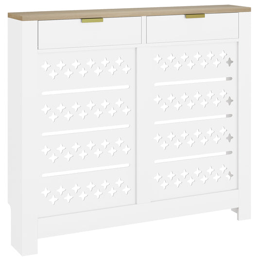 AI62 Decor 108 X 19 Cm Minimal Radiator Cover, With 2 Drawers - White