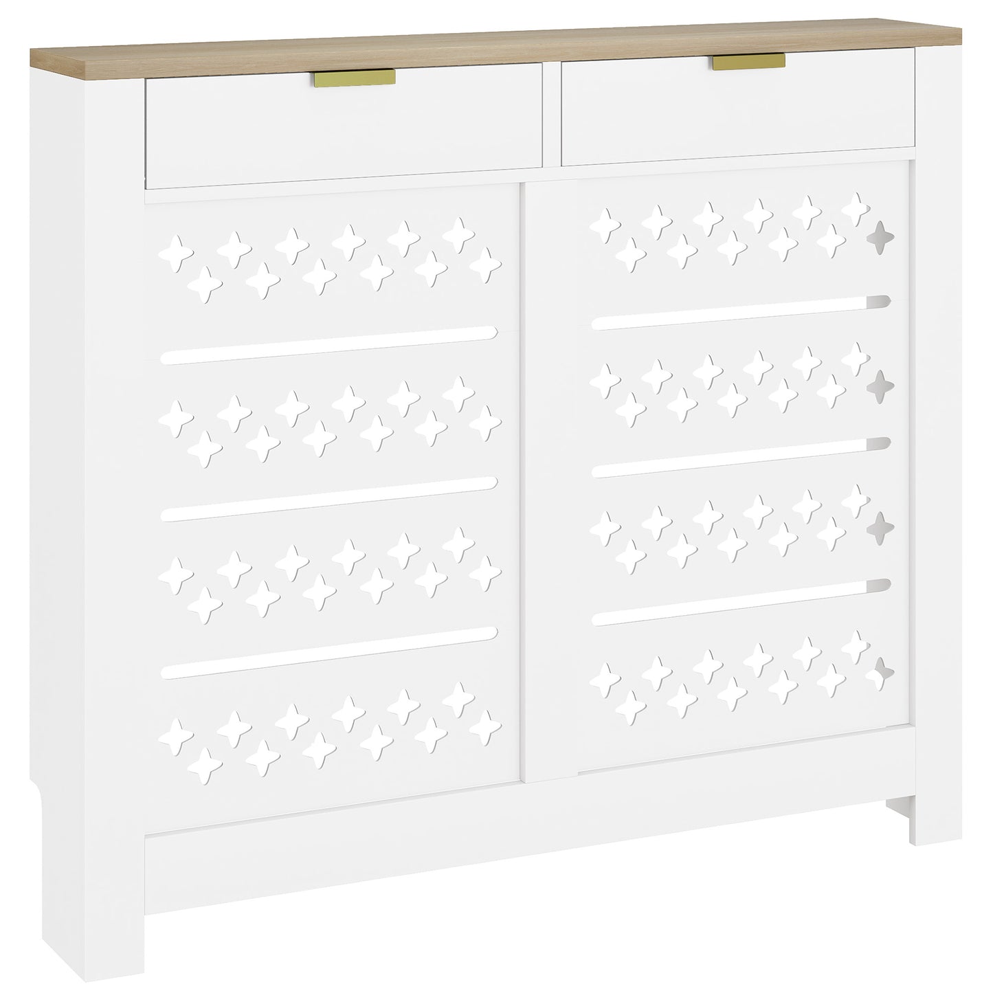 AI62 Decor 108 X 19 Cm Minimal Radiator Cover, With 2 Drawers - White