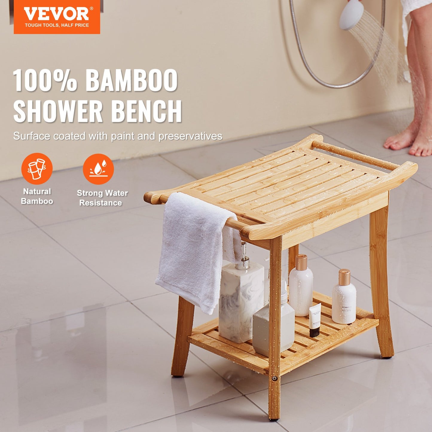 AI62 Decor Bamboo Shower Bench with Storage – 24