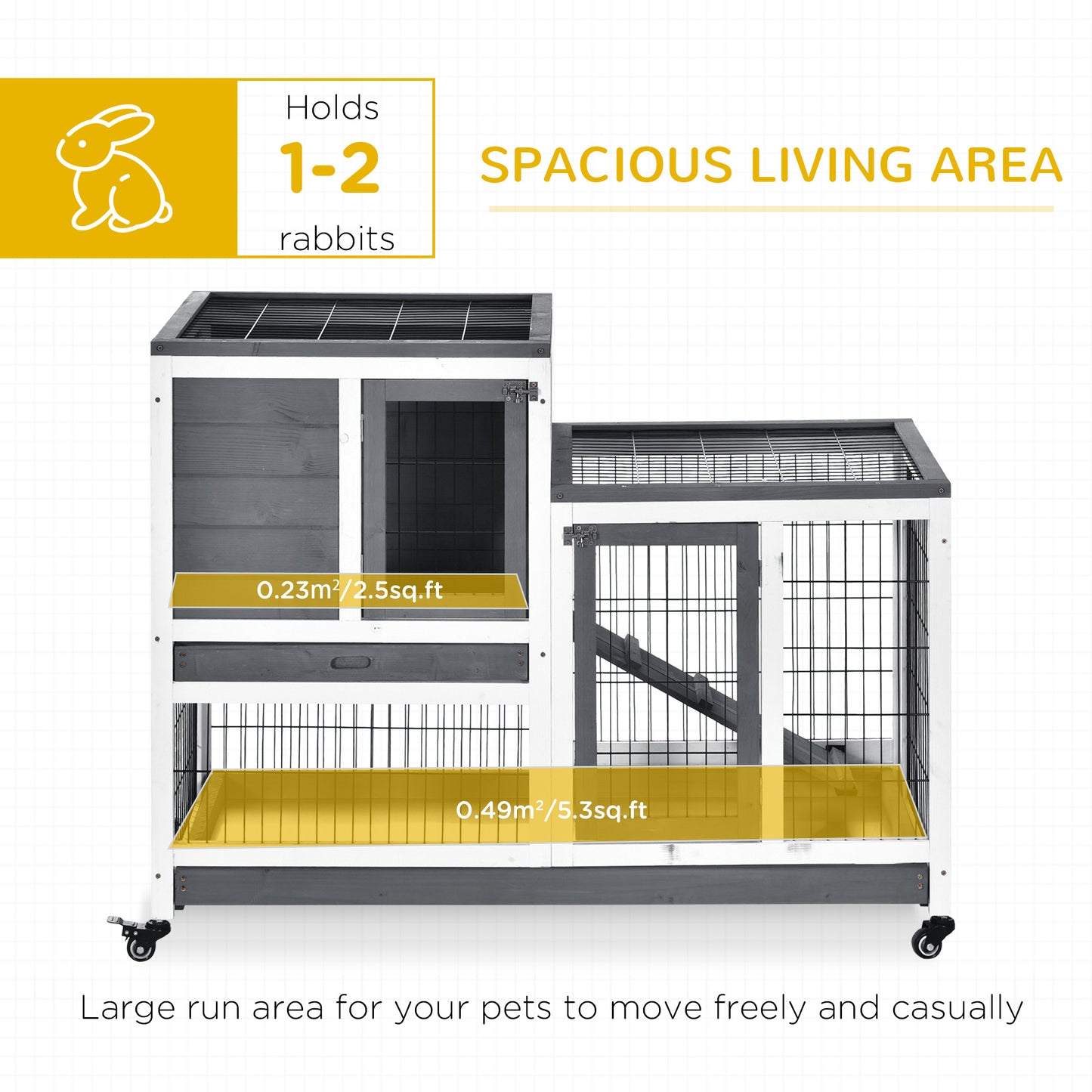 AI62 Decor PawHut Indoor Rabbit Hutch with Wheels