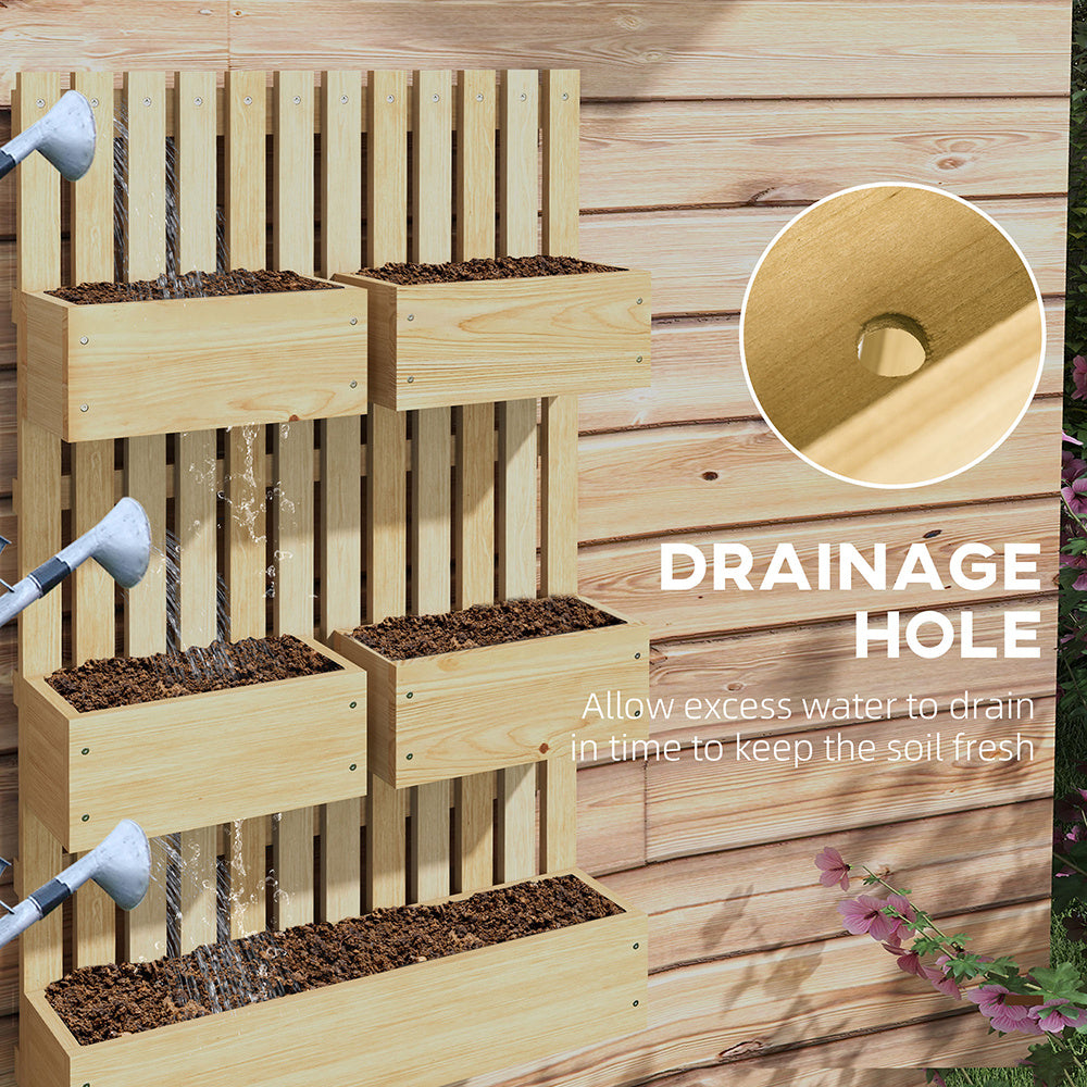 AI62 Decor 5-Box Wooden Raised Garden Bed Trellis with Drainage