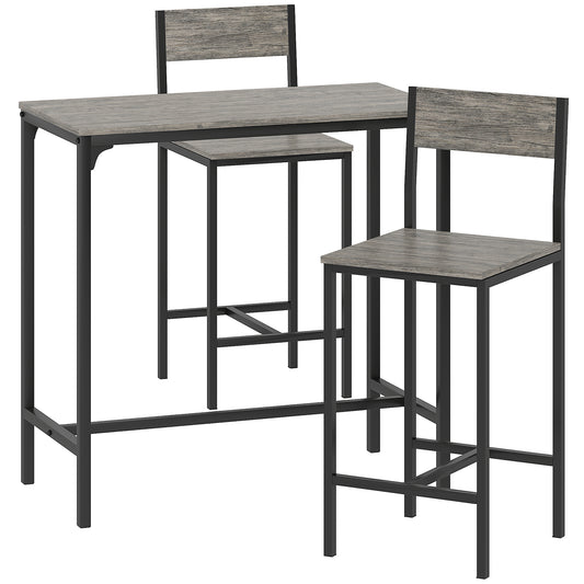 AI62 Decor 3-Piece Industrial Bar Table Set with 2 Stools