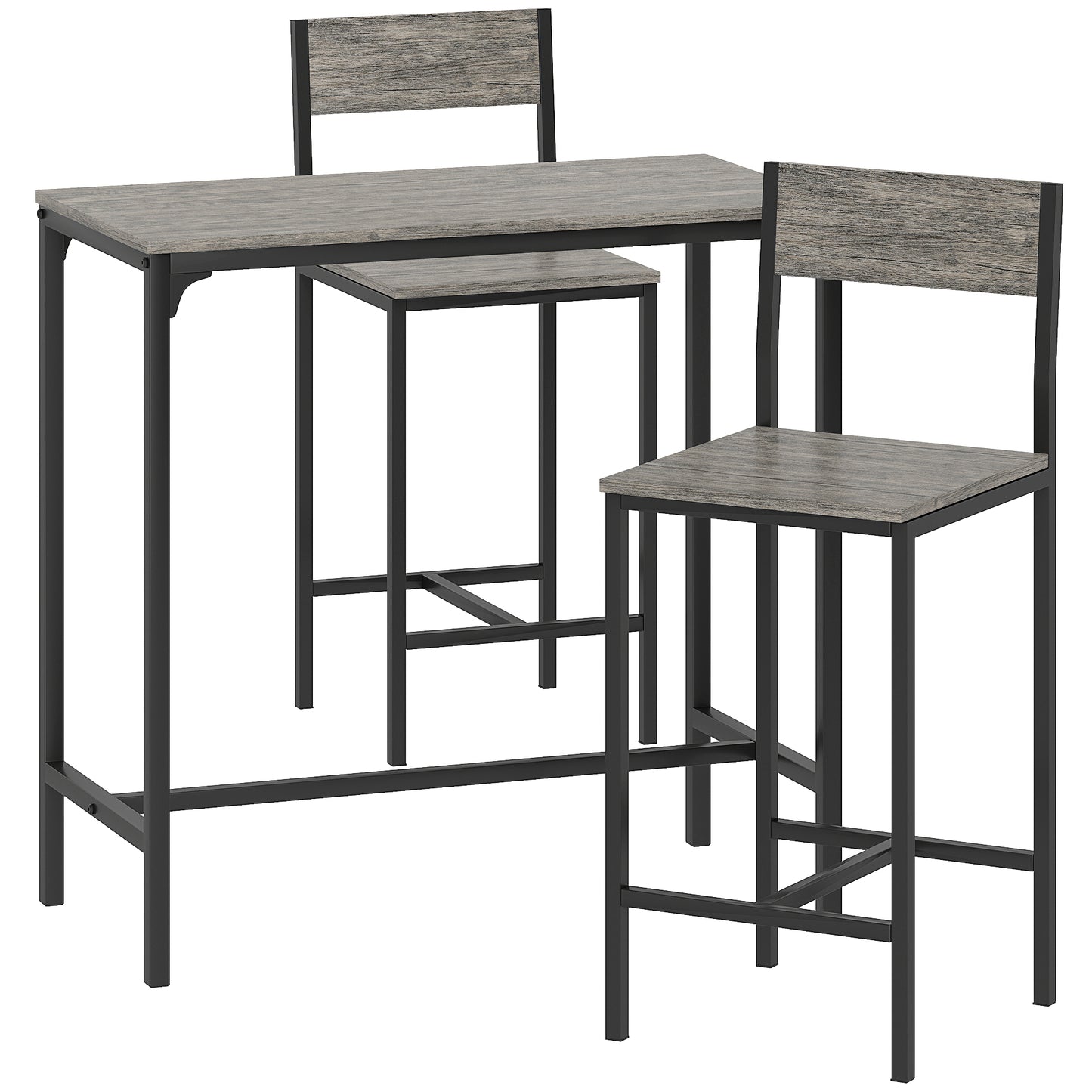 AI62 Decor 3-Piece Industrial Bar Table Set with 2 Stools