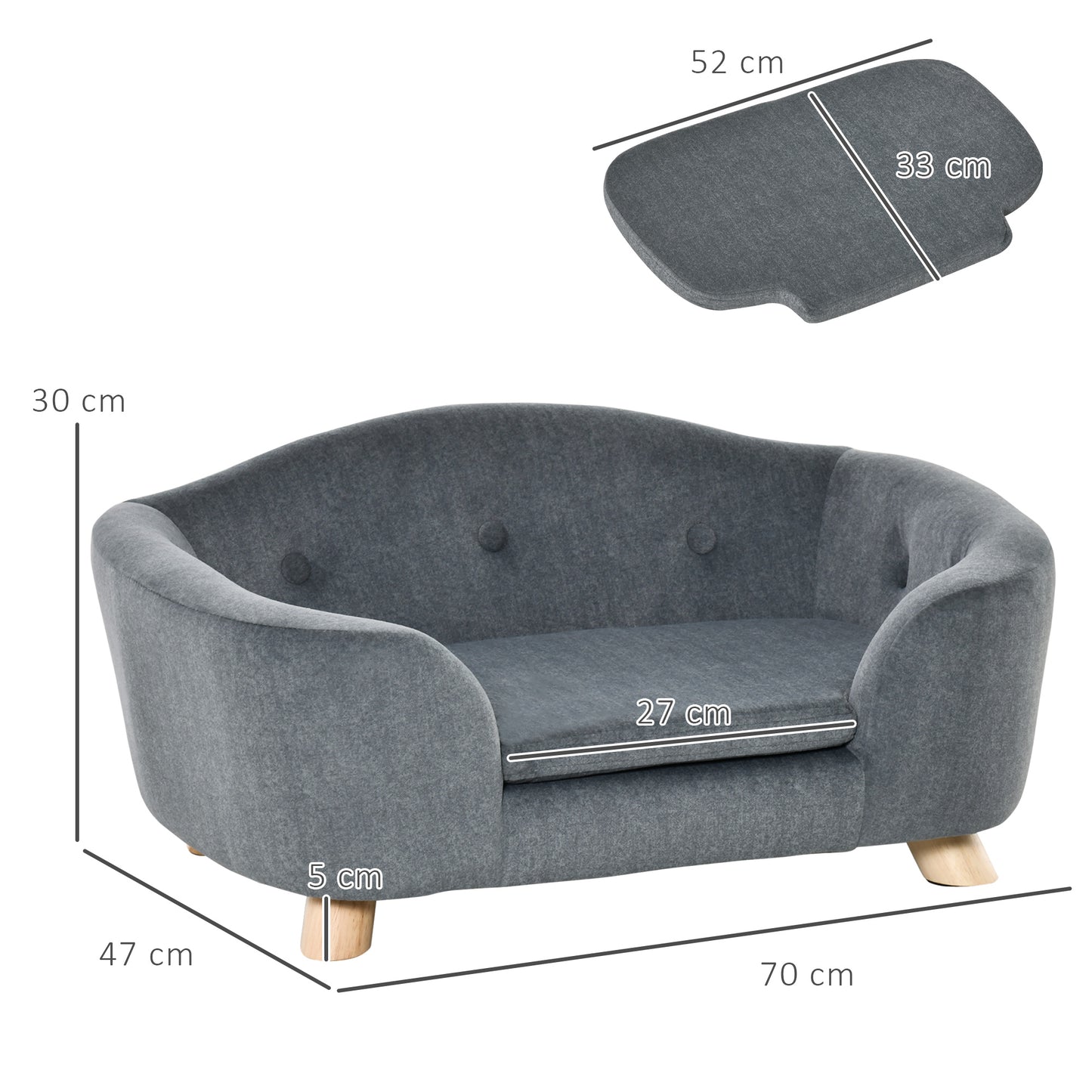 AI62 Decor PawHut Mini Pet Sofa Bed with Cushion