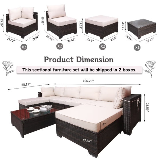 AI62 Decor Outdoor Patio Sofa Furniture Set