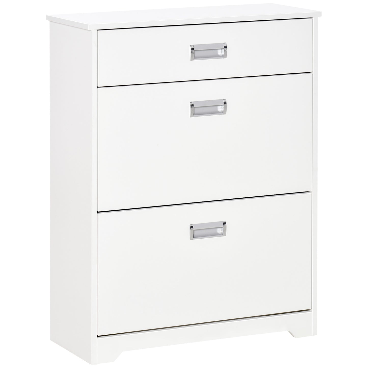 AI62 Decor Slim White Shoe Cabinet with Drawer & Adjustable Shelf – 16-Pair Capacity